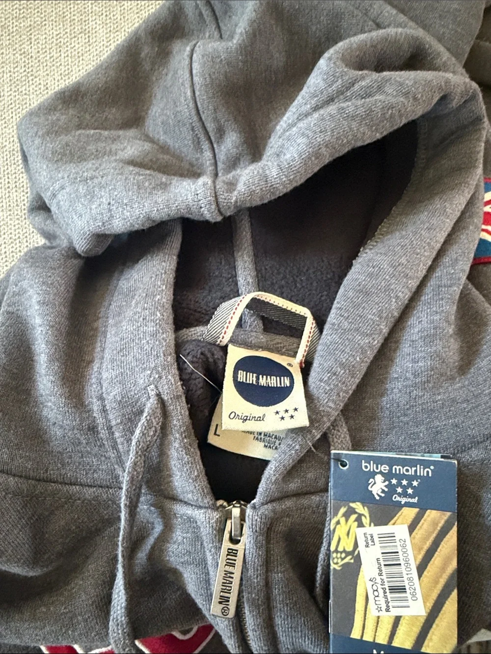 Gray Zip Hoodie with Red 